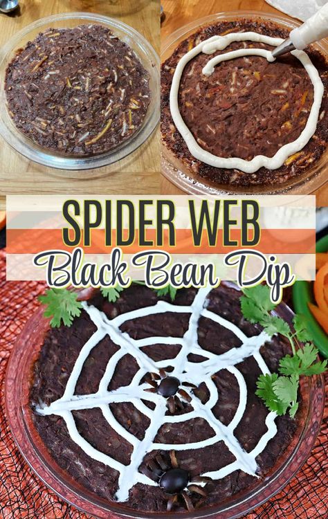 Spider web black bean dip pin. Black Bean Dip Recipe, Bean Dip Recipes, Black Bean Dip, Easy Dip, Black Bean Salsa, Hot Salsa, Easy Dips, Bean Dip, Corn Chips