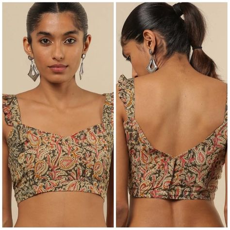 Trending Blouse Designs Front And Back, Blouse Front Neck Designs Traditional, Blouse Designs From Front Side, Saree Blouse Neck Designs Sleeveless, Front Neckline Design For Blouse, Neck Lines For Blouses, W Neck Blouse Design, Front And Back Design Of Blouse, Blouse Designs Both Front And Back