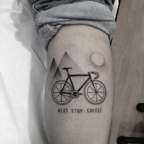 Bicycle Tattoos For Men, Cycling Tattoo Bicycles, Oliver Tattoo, Bicycle Tattoos, Tattoo Bike, Cycling Tattoo, Bike Tattoo, Calf Tattoo Men, Seattle Tattoo