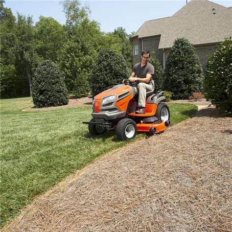 A Husqvarna Garden Tractor lets you multitask with control Best Riding Lawn Mower, Lawn Care Tips, Riding Lawn Mowers, Home Comfort, New Garden, Garden Tractor, Lawn Tractor, Yard Work, Riding Lawnmower