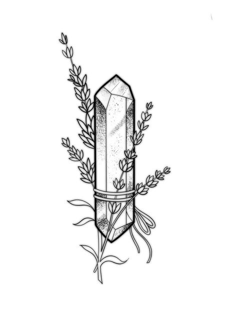 Crystal Finger Tattoo, Crystal Tattoo Design Drawings, Quartz Crystal Tattoo, Witchy Patchwork Tattoo, Crystal Tattoo Ideas, Crystals Tattoo, Rosemary Tattoo, Simple Unique Tattoos, Crystal Tattoos