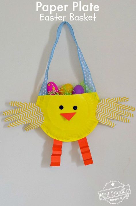 Paper Plate Chicken, Basket Craft For Kids, Easter Basket Craft, Easter Crafts To Make, Chicken Easter, Easter Paper Crafts, Easter Basket Crafts, Easter Crafts For Adults, Easter Arts And Crafts