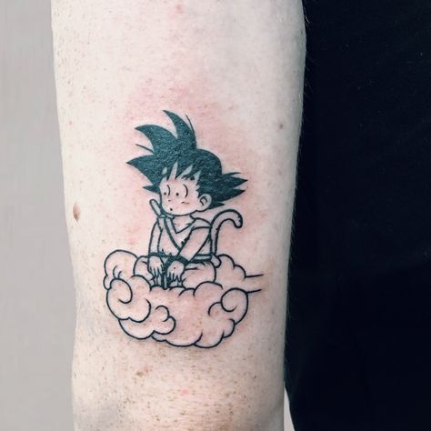 Dragon Ball tattoo by Yayoi Takita at Authentink Studio, Sydney Australia Small Dragon Ball Z Tattoo Ideas, Flying Nimbus Tattoo, Kid Goku Tattoo, Dragonball Tattoo Ideas, Nimbus Tattoo, Dragonball Tattoo, Dragon Ball Z Tattoo, Flying Nimbus, Dbz Tattoo