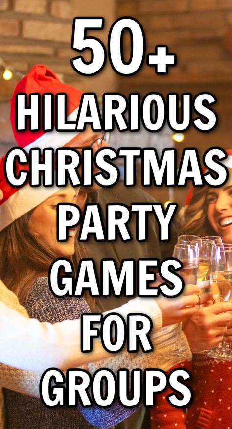 Fun Christmas Party Games for Big Groups Funny Work Christmas Party Games, Christmas Party Games For Big Groups, Funny Holiday Party Games, Xmas Games For Adults Funny, Large Group Party Games For Adults, Christmas Eve Game Ideas, Christmas Games For Big Groups, Big Group Games For Adults, Christmas Games For Small Groups