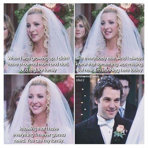 Awwww... the wedding of Princess Consuela Banana-hammock and Crap-bag got married! Lol Phoebe And Mike, Quotes To A Friend, Phoebe Wedding, Wedding Quotes To A Friend, Wedding Quotes Funny, Friends Episodes, Ross Geller, Friends Tv Series, Friends Moments