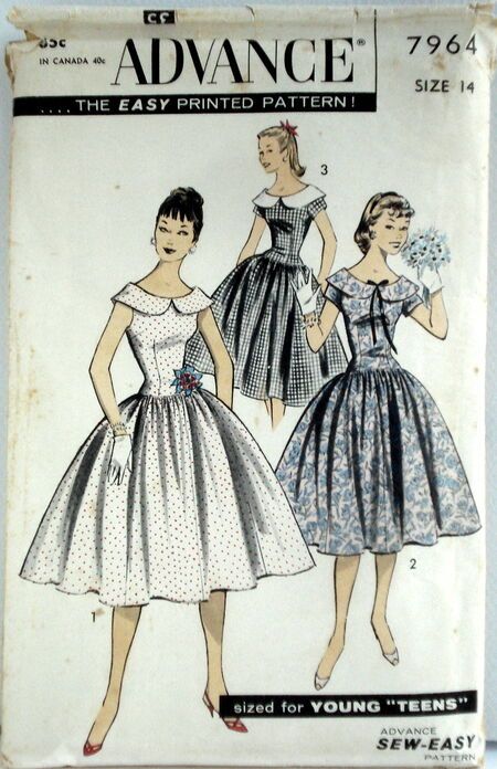 Collar Dress Pattern, Easy Sew Dress, Vintage Fabric Patterns, Vintage Clothes Patterns, Vintage Dress Patterns, Retro Mode, Easy Sewing Patterns, Pattern Dress, Retro Pattern