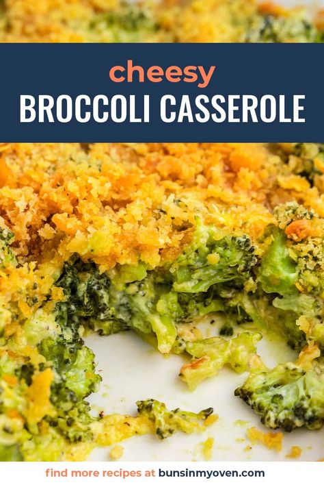 This Broccoli Cheese Casserole is total comfort food thanks to the melty cheese and crunchy buttery cracker topping. This broccoli casserole with Ritz crackers is made with fresh broccoli, but it's still super quick and easy to get in the oven. Broccoli Casserole With Bread Crumbs, Baked Broccoli With Cheese, Best Broccoli And Cheese Recipe, Broccoli Casserole With Fresh Broccoli, Broccoli And Cheese Recipes Easy, Easy Fresh Broccoli Recipes, Cheese And Broccoli Casserole, Broccoli Cassarole, Fresh Broccoli Recipes