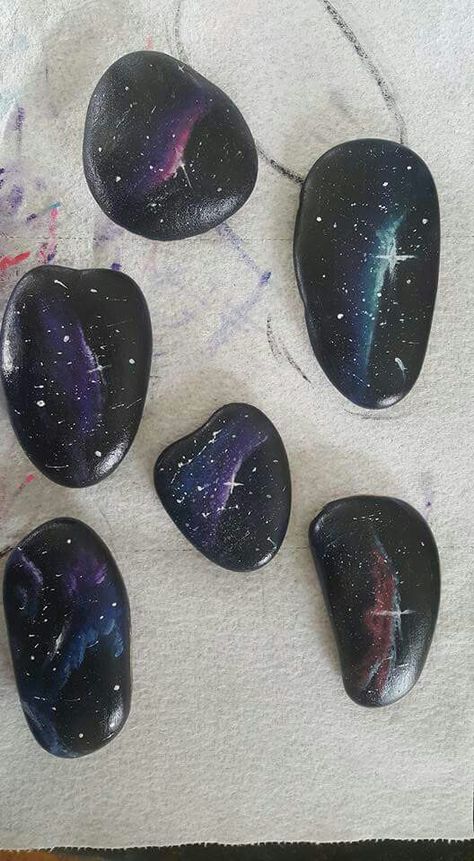 Galaxy Rocks, Rock Designs, Stone Diy, Journal Therapy, Walkways Paths, Rock Painting Tutorial, Celestial Wedding, Art Journal Therapy, Painted Rocks Diy