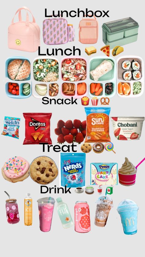 PACK YOUR LUNCH 🎒🍕🍟🍪🍬🥤 Quick School Lunches, Homemade School Lunches, Kids Lunch Box Meals, Easy School Lunches, School Lunch Recipes, Pack Your Lunch, Healthy Lunch Snacks, Healthy School Lunches, Healthy Lunchbox