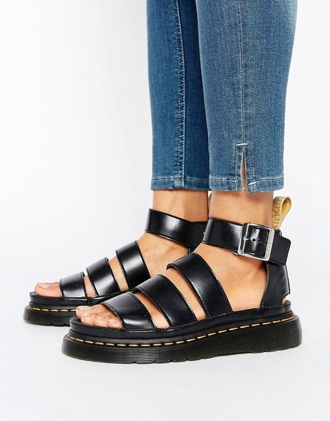 Dr Martens Clarissa, Heels Comfortable, Doc Martens Boots, Leather Strap Sandals, Army Boots, Strappy Sandals Flat, Strappy Flats, Dr Martens Boots, Latest Shoe Trends