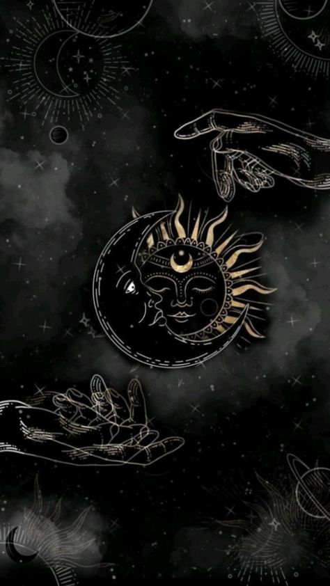 Cool Trippy Wallpaper Dark, Trippy Dark Wallpaper, Mystical Iphone Wallpaper, Black Celestial Wallpaper, Mariela Core Aesthetic, Dark Art Wallpaper Iphone, Sun Astrology Art, Sol And Luna Aesthetic, Sol And Luna Wallpaper