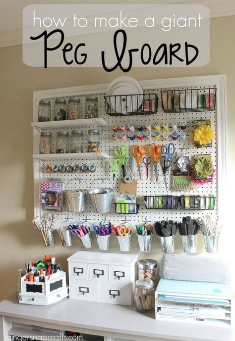 16 Amazing Craft Room Organization Ideas | How Does She Craft Storage Ideas For Small Spaces, Pegboard Craft Room, Rangement Art, Pegboard Organization, Diy Rangement, Dream Craft Room, Craft Room Design, Sewing Room Organization, Ideas Para Organizar