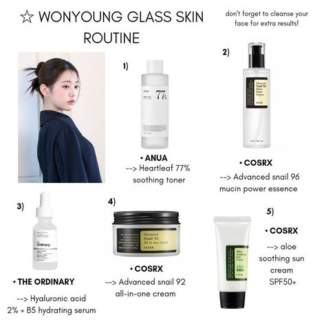 Korean Skincare Routine Glass Skin, Korean Skincare Products For Glass Skin, Skin Glass Routine, Korean Glass Skincare Routine, Wonyoung Skincare Aesthetic, Korean Skincare Routine For Glass Skin, Skincare For Glowy Skin, Korean Glass Skin Routine Products, Yesstyle Skincare Products