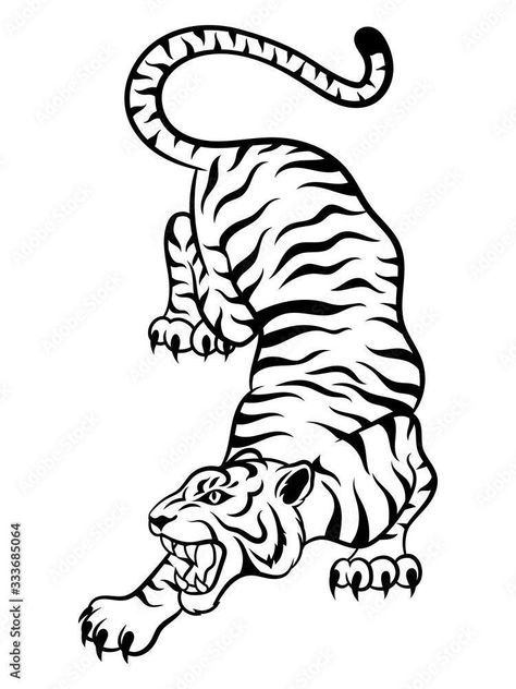 Tiger Outline, Tiger Stencil, Traditional Tiger Tattoo, Herren Hand Tattoos, Tiger Sketch, Tiger Portrait, Beginner Tattoos, Tiger Tattoo Design, Tiger Drawing