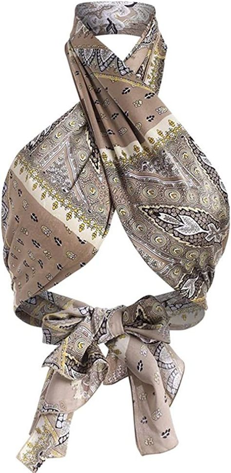 ZAFUL Women's Bohemian Bandana Top Criss Cross Sexy Tops Boho Halter Wrap Crop Top at Amazon Women’s Clothing store #summerstyle #womens #fashion #capsulewardrobe #spring #style #summer #neutral Bandana Top, Fashion Design Dress, Wrap Crop Tops, Scarf Top, Cami Tanks, Amazon Women, Wrap Top, Hippie Style, Amazon Fashion