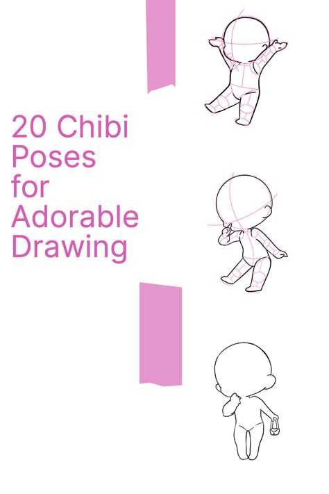 If you are looking for some anime inspiration for character drawing, here are 20 chibi poses to help you get started! From to playing at the park to jumping in the air, these sweet and simple sketches will help you capture chibi personality in your artwork. So grab a pencil and paper, and let's get sketching! Chibi Reaching Out Pose, Cute Chibi Sitting Poses, Chibi Jumping Pose, Chibi Drinking Pose, Chibi Flying Pose, Chibi Back View, Free Chibi Base, Your Character Here Base, Chibi Running Pose