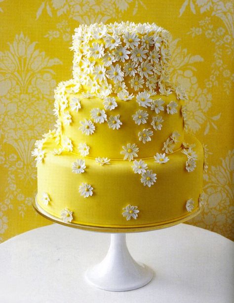 Daisy Wedding Cakes, Yellow Wedding Cake, Colorful Wedding Cakes, Daisy Cakes, Cake Wrecks, Unique Wedding Cakes, Yellow Cake, Cupcake Cake, Gorgeous Cakes