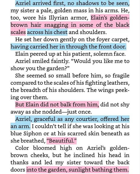 Azriel Quotes Acotar, Elain And Azriel Acotar, Elain And Azriel Fanfic, Rowaelin Daughter, Ariel And Elain, Elriel Acotar, Azriel Elain, Acotar Quotes, Golden Brown Hair