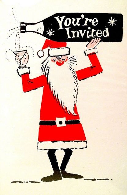 Vintage Drink Ads, Vintage Christmas Party Invitations, Vintage Christmas Poster, Vintage Christmas Illustration, Vintage Christmas Party, Christmas Cocktail Party, Vintage Christmas Images, Mid Century Christmas, Christmas Graphics