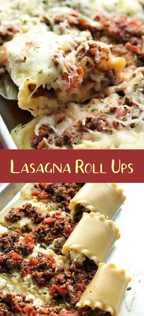 Lasagna Roll ups are fun and delicious. They are fantastic for lunch or dinner and they are a meal that you will love. Packed with flavor; marinara sauce, ricotta cheese and yummy thick noodles packed with ground beef. Lasagna Roll Ups have the same ingredients and flavors of classic lasagna, but everything is rolled up into individual packets and rolled up. They bake faster and are easier to serve, plus they are great for portion control as everyone gets their own roll up! Ground Beef Lasagna, Lasagne Roll Ups, Lasagna Rolls Recipe, Thick Noodles, Hot Apps, Dinner Board, Ricotta Filling, Lasagna Roll Ups, Awesome Desserts