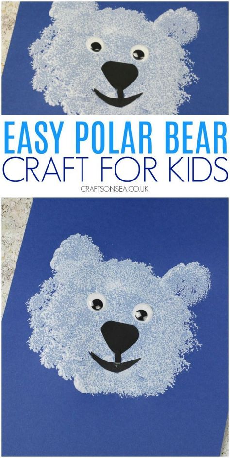 This cute polar bear craft for toddlers is a great way to practice fine motor skills and is perfect for winter or arctic animal crafts. Polar Bear Craft For Toddlers, Thema Winter Im Kindergarten, Toddlers Crafts, Craft For Kids Easy, Arctic Animals Crafts, Winter Animal Crafts, Winter Crafts For Toddlers, Puppy Crafts, Polar Bear Craft