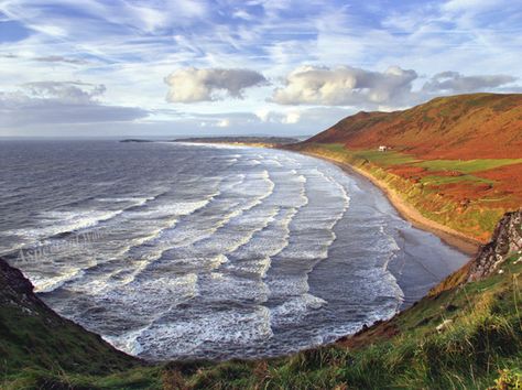 Rhossili Bay, Gower Ardeth Bay, Holywell Bay, Rhossili Bay, Shoal Bay, Gower Peninsula, Cardiff Wales, Bay Photo, My Father's World, Wales Uk