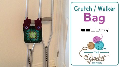 Crochet Crutches / Walkers Bag For those with mobile issues with the use of crutches, walkers or scooters, here is Crutch Bags Diy, Crutch Bags Pattern, Crutches Bag Diy Free Pattern, Crochet Crutch Cover Free Pattern, Walker Bag Pattern, Crochet Crutch Cover, Forearm Crutches Decorated, Crutch Covers Diy, Decorate Crutches