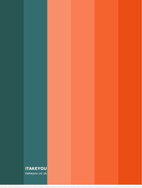 orange and teal color combo, green teal and orange color scheme, orange color scheme, orange and teal color combination, color hex, teal color hex Teal And Orange Interior Design, Teal And Orange Palette, Color Combos With Orange, Good Colour Combos, Color Combination With Orange, Orange Colour Combinations, Orange Combination Color, Teal And Orange Living Room, Orange And Teal Aesthetic