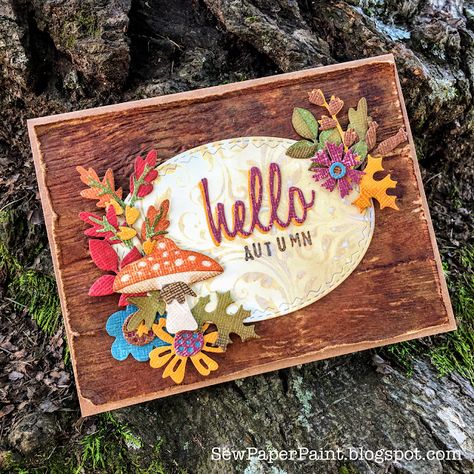 Sew Paper, Fall Cards Handmade, Sizzix Cards, Tim Holtz Dies, Tim Holtz Cards, Tim Holtz Sizzix, Thanksgiving Cards, Fall Cards, Card Tags