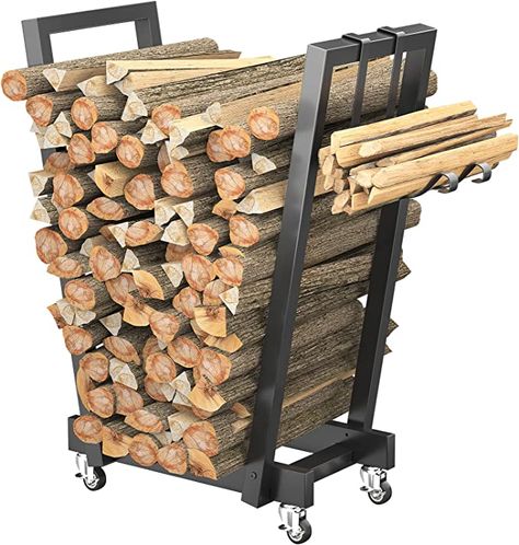 Amazon.com: Unikito Firewood Rack Outdoor, Fireplace Wood Log Rack Indoor, Firewood Holder with Kindling Rack and Wheels, Heavy Duty Logs Holder Stand for Patio, Wood Pile Storage Stacker Organizer, Matte Black : Patio, Lawn & Garden Indoor Firewood Rack, Firewood Stand, Firewood Storage Indoor, Kindle Holder, Outdoor Firewood Rack, Wood Lumber, Lumber Storage, Firewood Logs, Firewood Holder