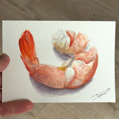 🍤 Shrimp 🍤 Join us for this week’s #foodpaintchallenge ! First time working on some watercolor paper with my gouache. Was a fun experience and I like the result! This one is up in my shop for a very reasonable price! About the challenge: ▫️The #foodpaintchallenge has only one rule: to use the same given reference picture (see second slide) and give your own interpretation of it. ▫️Let us see your version! For participating tag the hosts @dennispfeil.art and @alaiganuza so we can see yo... Shrimp Watercolor, Gouache Study, Cooked Shrimp, Dutch Artists, How To Cook Shrimp, Gouache Painting, Meet The Artist, Watercolor Paper, The Netherlands