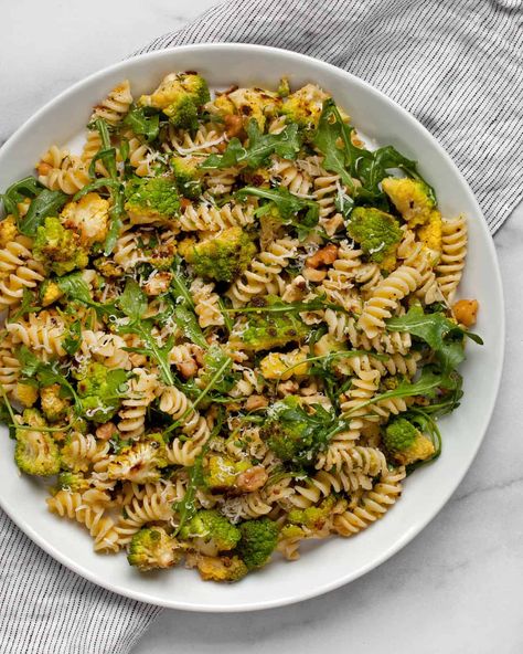 Roasted Romanesco Arugula Pasta - Last Ingredient Romanesco Broccoli Recipe, Romanesco Recipe, Romanesco Recipes, Roasted Romanesco, Pasta And Veggies, Romanesco Cauliflower, Pasta With Lemon, Romanesco Broccoli, Cauliflower And Broccoli