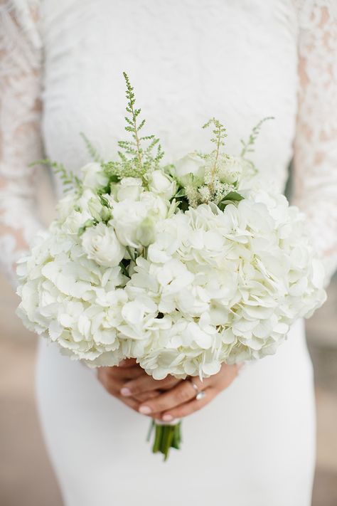 Our Paris Wedding: First Look and Portraits - Danielle Moss Wedding Bouquets With Hydrangeas, Bouquets With Hydrangeas, Wedding Hydrangeas, Hydrangea Boutonniere, White Hydrangea Bouquet, Bridal Flower Arrangements, Hydrangea Bouquets, Hydrangea Bridal Bouquet, Hydrangea Bouquet Wedding