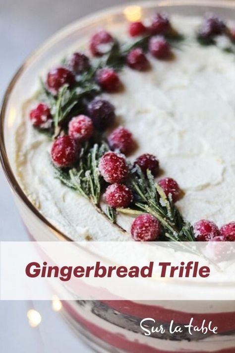 Save this Gingerbread Trifle with Cranberry Curd from The Jam Lab for your next holiday gathering! 🍫 Christmas Trifle Recipes, Gingerbread Trifle, Cranberry Curd, Trifle Dessert Recipes, Fruit Trifle, Yummy Christmas Treats, Trifle Desserts, Curd Recipe, Trifle Recipe