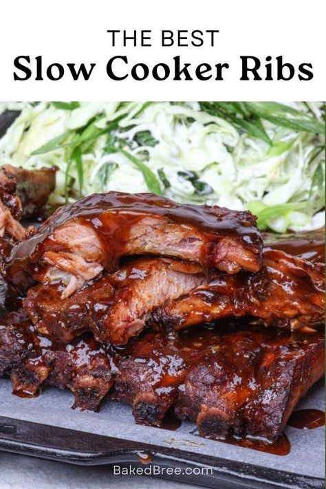 Enjoy these Crock Pot Ribs on Game Day or any day. It's super easy to just stick the ribs in the crockpot and let them marinate slowly in all the flavor. Crockpot Rib Recipes, Slow Cooker Spare Ribs Recipe, Country Ribs In Crockpot, Slow Cooker Ribs Crock Pots, Beef Ribs In Crockpot, Crock Pot Beef Ribs, Ribs In Crockpot Slow Cooker, Spare Ribs In The Crock Pot, Crock Pot Spare Ribs