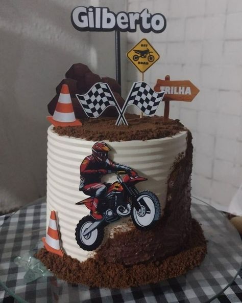 Pastel Moto, Dirtbike Birthday Party, Motocross Cake, Bolo Motocross, Motorcycle Cake, Bike Cakes, Cross Cakes, Unique Birthday Cakes, Birthday Cake With Flowers