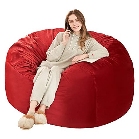 HABUTWAY Bean Bag Chair: Giant 4' Memory Foam Furniture Bean Bag Chairs for Adults with Microfiber Cover - 4Ft, Red Bean Bag Chairs For Adults, Black Bean Bags, Foam Furniture, Adult Bean Bag Chair, Bean Bag Chairs, Bag Chairs, Bean Bags, Bag Chair, Black Bean