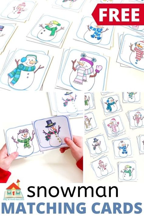 5+ Snowman Matching Activities for Preschoolers - Matching Activities For Preschoolers, Winter Lesson Plans, Winter Activities For Toddlers, Winter Lesson Plan, Winter Theme Preschool, Winter Math Activities, Snowmen Activities, Preschool Winter, Matching Activities