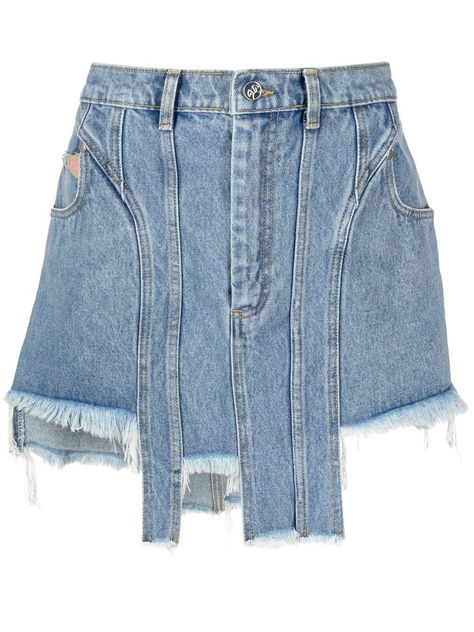 Natasha Zinko, Conceptual Fashion, Heart Patch, Blue Mini Skirt, Old Fashion Dresses, Distressed Denim Skirt, Stylish Skirts, Cargo Skirt, Blue Denim Shorts