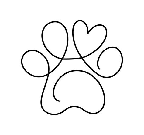 Paw Print Drawing, Cat Paw Drawing, Dog Paw Drawing, Paw Drawing, Love Concept, Drawing Logo, Dog Line Art, Minimal Line Art, Wire Knitting