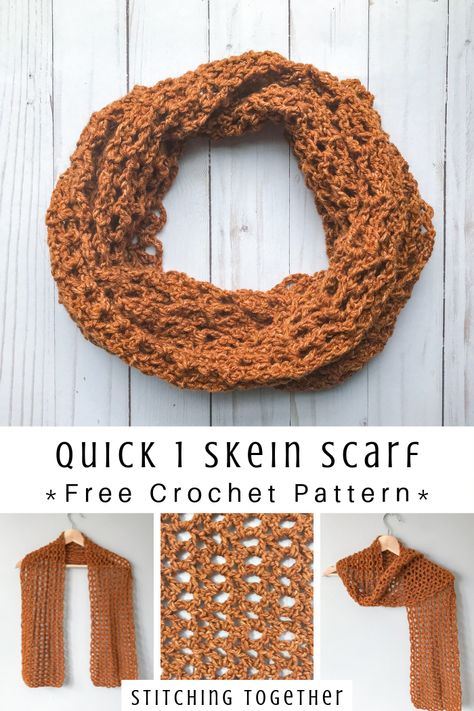 Light Crochet Scarf Pattern Free, Crochet Circle Scarf Pattern Free, Crochet Mesh Scarf Pattern Free, Lightweight Scarf Crochet Pattern Free, Small Skein Crochet Projects, Spring Scarf Crochet Pattern, Easy One Skein Crochet Patterns, Crochet Hat And Scarf Set Pattern Free Easy, Medium Yarn Crochet Patterns