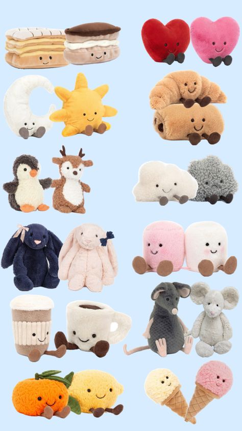 matching jellycats🤍 School Emergency Kit, Girly Christmas Gifts, Jellycat Stuffed Animals, Stop And Shop, School Bag Essentials, Cat Couple, Christmas Baskets, Cute Room Ideas, Winter Wallpaper