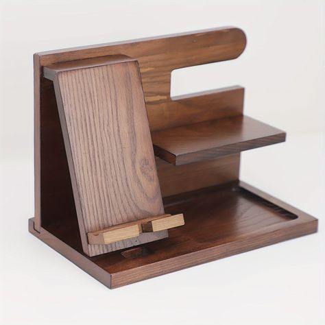 Faster shipping. Better service Phone Charging Stand, Phone Docking Station, Bedside Organizer, Phone Dock, Wooden Desk Organizer, Watch Storage, Wooden Desk, Wood Craft, Desk Organizer