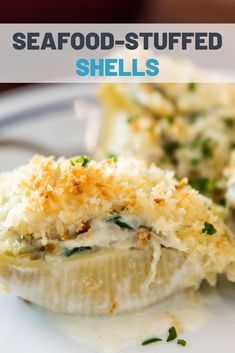 Stuffed Shells Crabmeat, Crab Stuffed Pasta Shells Recipe, Seafood Shells Stuffed, Pasta Shell Recipes Stuffed, Creamy Seafood Stuffed Shells, Sea Food Dinner Ideas, Stuffed Shells With Shrimp Recipe, Crab Stuffed Shells Recipes, Stuffed Crab Shells