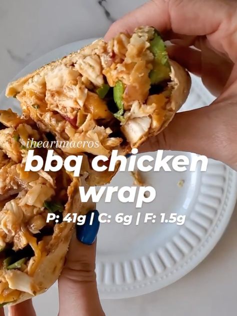 BBQ CHICKEN WRAP – iheartmacros Bbq Chicken Wraps, Protein Wraps, Chicken Protein, Quick Healthy Lunch, Lunch Wraps, Protein Lunch, Chicken Wrap, Cooking With Olive Oil, Chicken Wraps