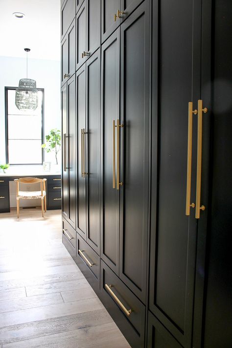 Emily Griffin, House Of Silver Lining, Griffin Design, Bedroom Built In Wardrobe, Hearth Room, Closet Remodel, Black Cabinets, Wardrobe Design, Built In Wardrobe