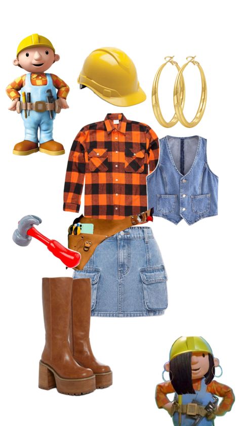 Bob The Builder Costume, Builder Costume, Fun Halloween Outfits, Eve Costume, Halloween Duos, Halloween Parejas, Cute Group Halloween Costumes, Matching Halloween Costumes, Matching Costumes