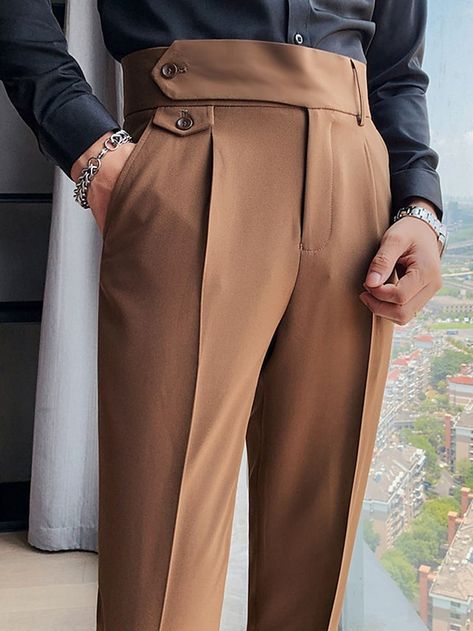 Trousers Men Formal, Men's British Style, Business Casual Suit, Slim Fit Suit Pants, Celana Fashion, Men's Business Suits, Slim Fit Suit Men, Formal Pants, Mens Formal Wear