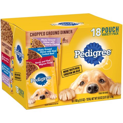 Pedigree Dog Food, Food Variety, Pedigree Dog, Beef Bacon, Hearty Chicken, Canned Dog Food, Wet Dog, Slow Cooked Beef, Dog Varieties