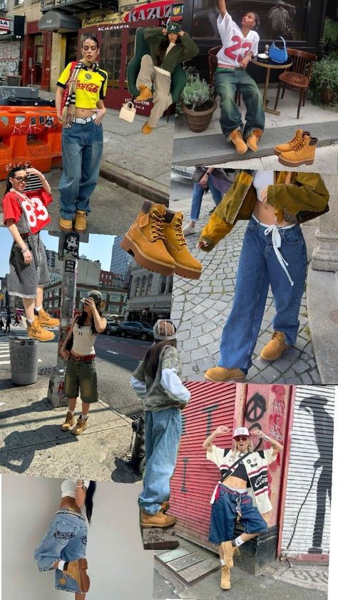 Fall Outfits Timberland Boots, Timberland Boots Aesthetic, Caterpillar Boots Outfit, Outfit With Timberlands, Tims Outfits Woman, Timberland Aesthetic, Outfits Con Botas Timberland, Lumberjack Aesthetic, Tims Outfits